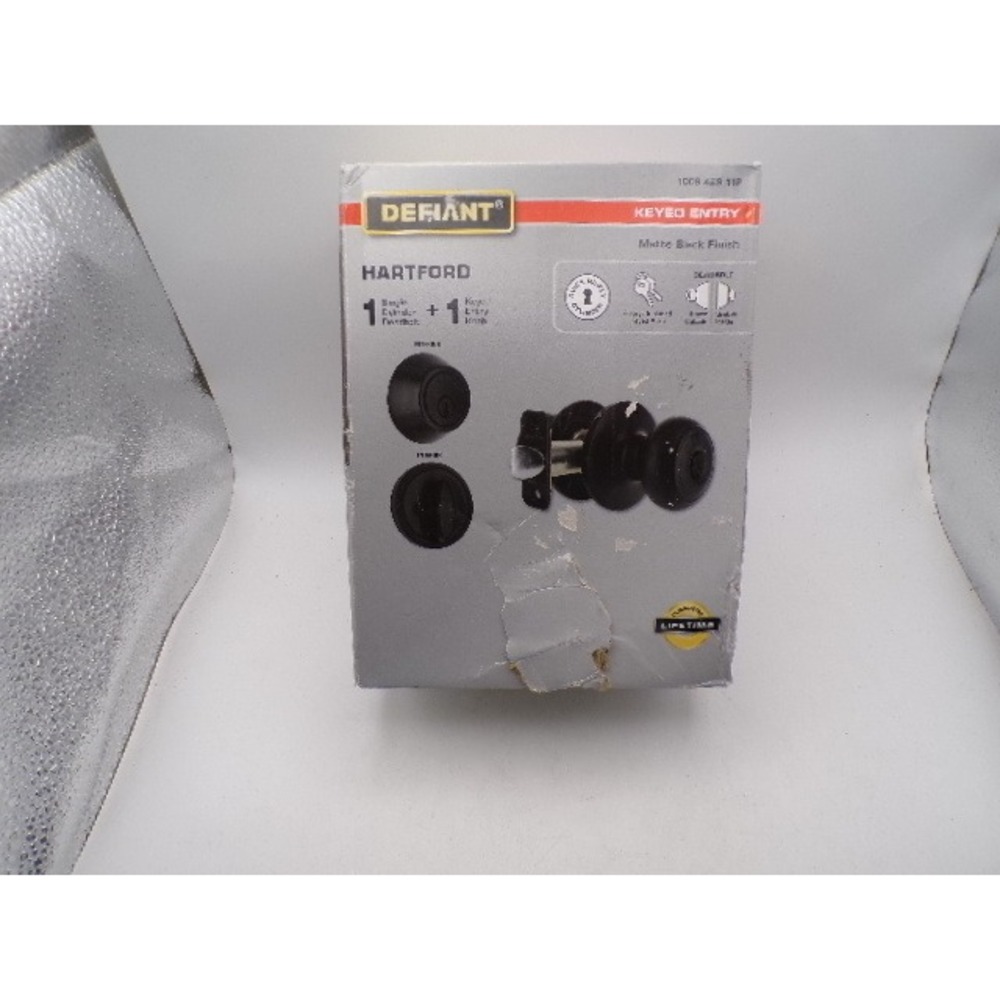Defiant Hartford Matte Black Single Cylinder Deadbolt and Keyed Entry Knob Set
